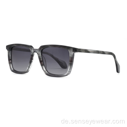 Benutzerdefinierte Logo Unisex Square Acetat polarisierte Sonnenbrille